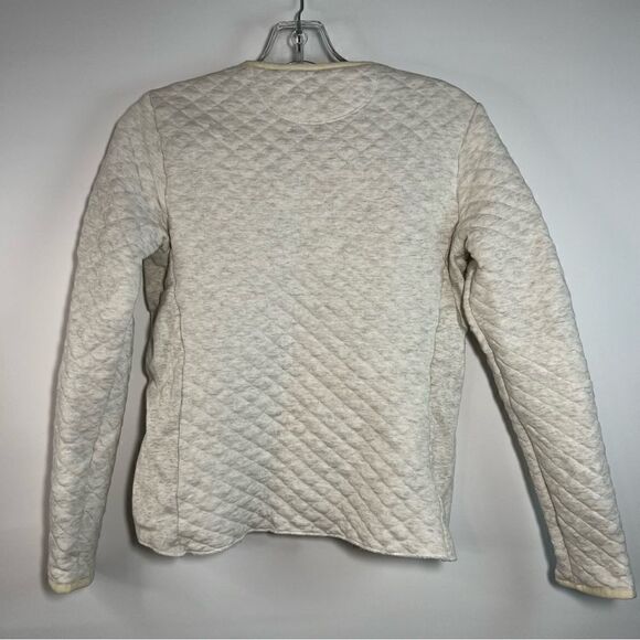 Guideboat Womens Quilted The J'Adore Jacquard Knit Half Zip Sweater in Oatmeal S - Picture 6 of 7